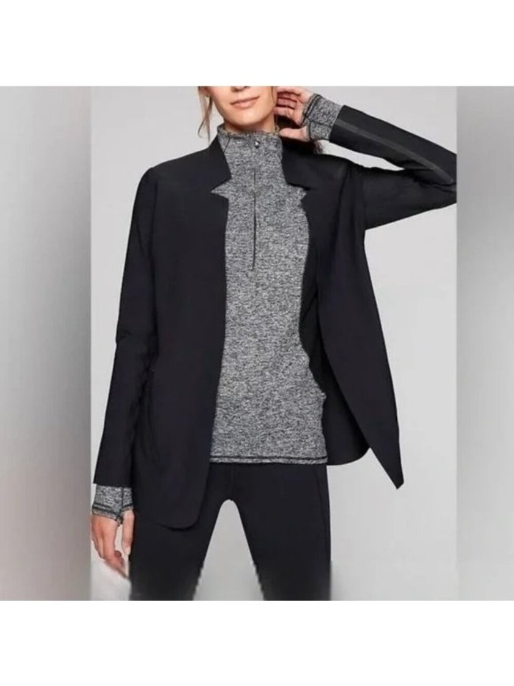 Athleta Black Stellar Open Blazer Travel Modern Minimal Size Small Tall